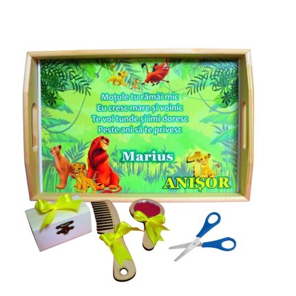 Set Mot Personalizat, Simba, 5 Piese, Lemn, Verde, 20x30cm, SMD084