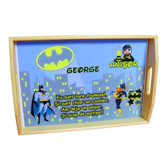 Set Mot Personalizat, Baby Batman, 5 Piese, Lemn, Galben, 20x30cm, SMD086 - imagine 4