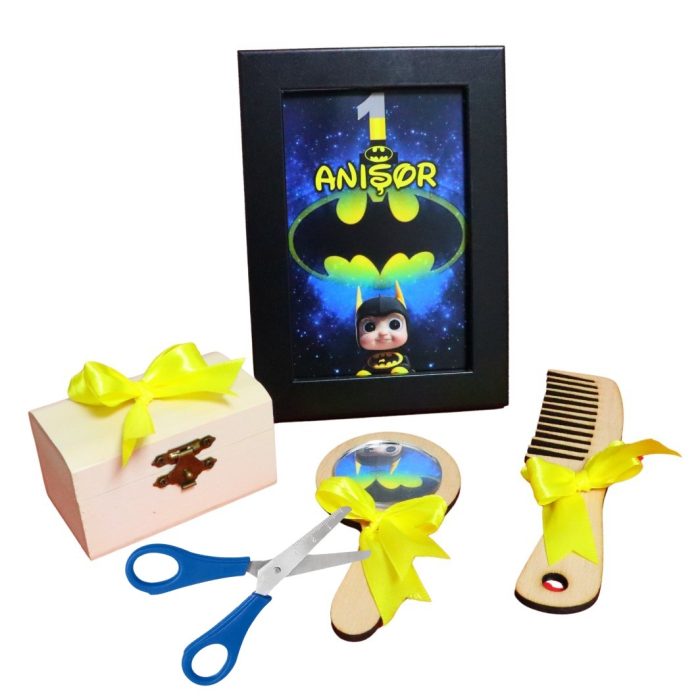 Set Mot Personalizat, Baby Batman, 6 Piese, Lemn, Galben, 20x30cm, SMD085 - imagine 2