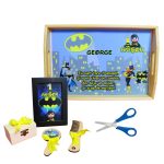 Set Mot Personalizat, Baby Batman, 6 Piese, Lemn, Galben, 20x30cm, SMD085