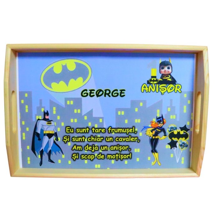 Set Mot Personalizat, Baby Batman, 5 Piese, Lemn, Galben, 20x30cm, SMD086 - imagine 5