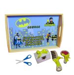 Set Mot Personalizat, Baby Batman, 5 Piese, Lemn, Galben, 20x30cm, SMD086