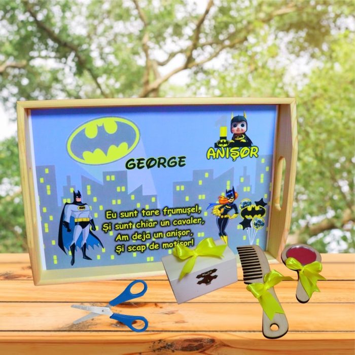 Set Mot Personalizat, Baby Batman, 5 Piese, Lemn, Galben, 20x30cm, SMD086 - imagine 3