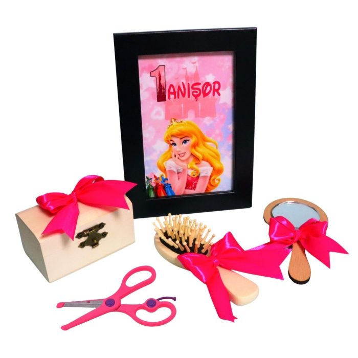 Set Mot Personalizat, Frumoasa Adormita, 6 Piese, Lemn, Roz, 20x30cm, SMD087 - imagine 2