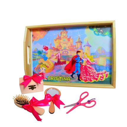 Set Mot Personalizat, Frumoasa Adormita, 5 Piese, Lemn, Roz, 20x30cm, SMD088