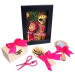 Set Mot Personalizat, Masha si Ursul, 6 Piese, Lemn, Roz, 20x30cm, SMD091 - imagine 2