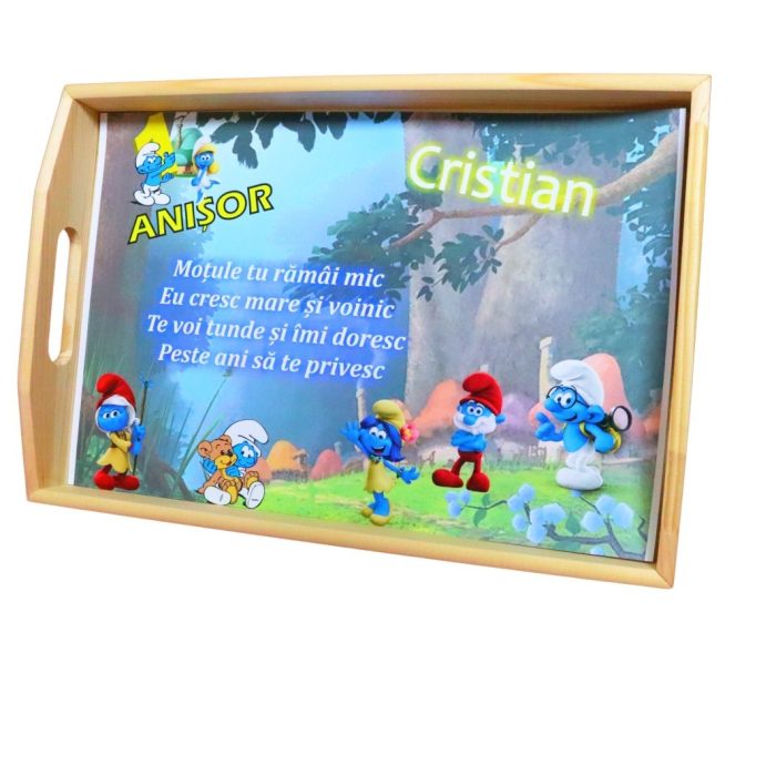 Set Mot Personalizat, Strumfi, 5 Piese, Lemn, Albastru, 20x30cm, SMD094 - imagine 5