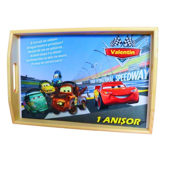 Set Mot Personalizat, Cars, 5 Piese, Lemn, Rosu, 20x30cm, SMD096 - imagine 3
