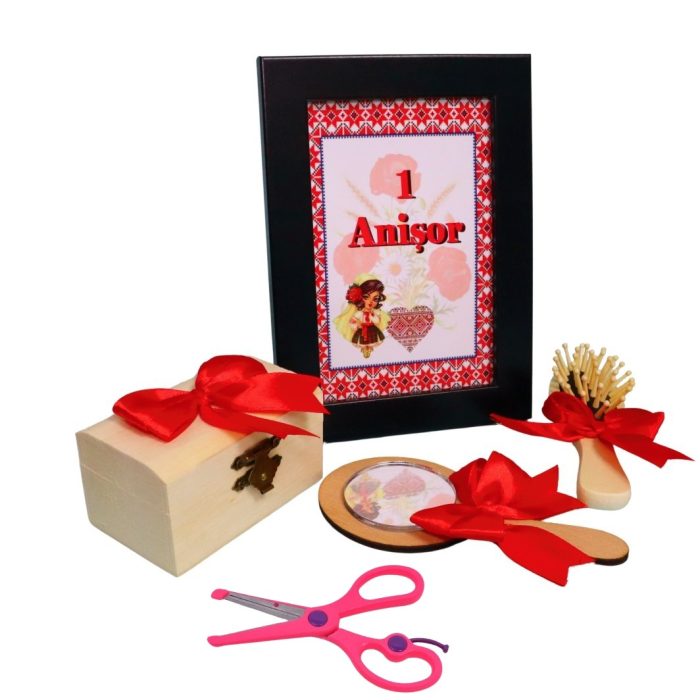 Set Mot Personalizat, Tematica traditionala, 6 Piese, Lemn, Rosu, 20x30cm, SMD097 - imagine 2