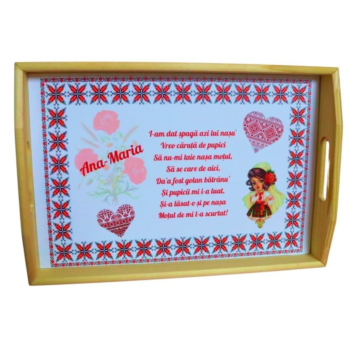 Set Mot Personalizat, Tematica traditionala, 6 Piese, Lemn, Rosu, 20x30cm, SMD097 - imagine 3