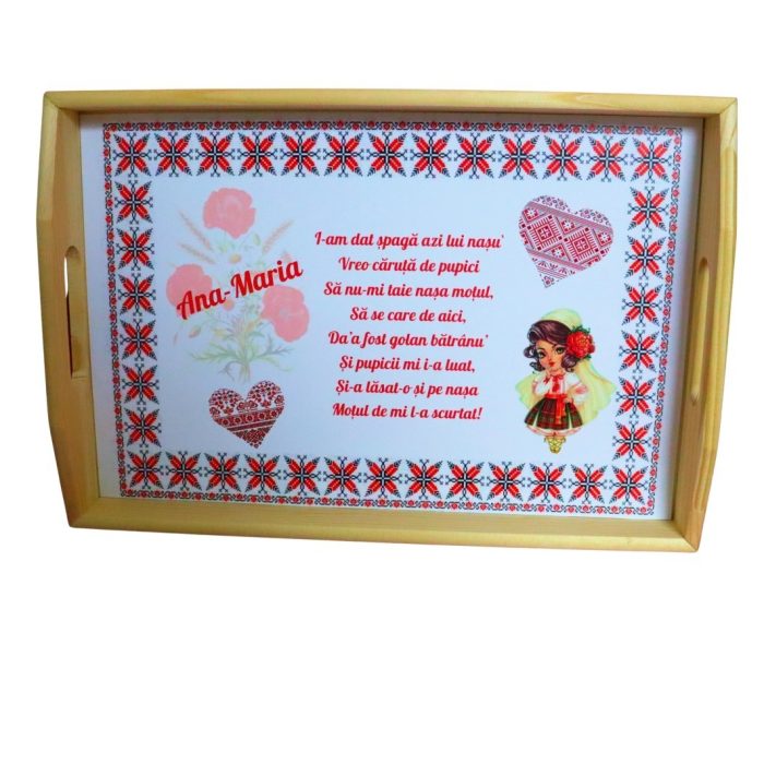 Set Mot Personalizat, Tematica traditionala, 6 Piese, Lemn, Rosu, 20x30cm, SMD097 - imagine 5