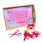 Set Mot Personalizat, Elefantica, 5 Piese, Lemn, Roz, 20x30cm, SMD102