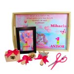 Set Mot Personalizat, Unicorn, 6 Piese, Lemn, Roz, 20x30cm, SMD111