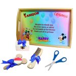 Set Mot Personalizat, Mickey Mouse, 5 Piese, Lemn, Albastru, 20x30cm, SMD114