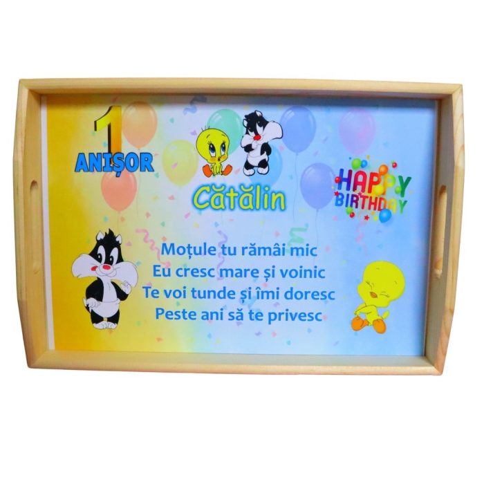 Set Mot Personalizat, Tweety, 5 Piese, Lemn, Galben, 20x30cm, SMD116 - imagine 5