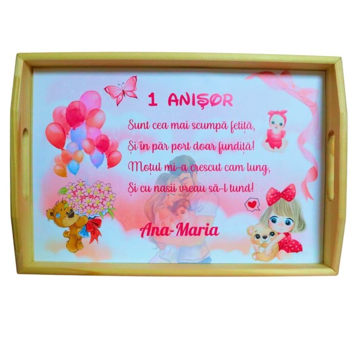 Set Mot Personalizat, Baby Girl, 5 Piese, Lemn, Roz, 20x30cm, SMD118 - imagine 3