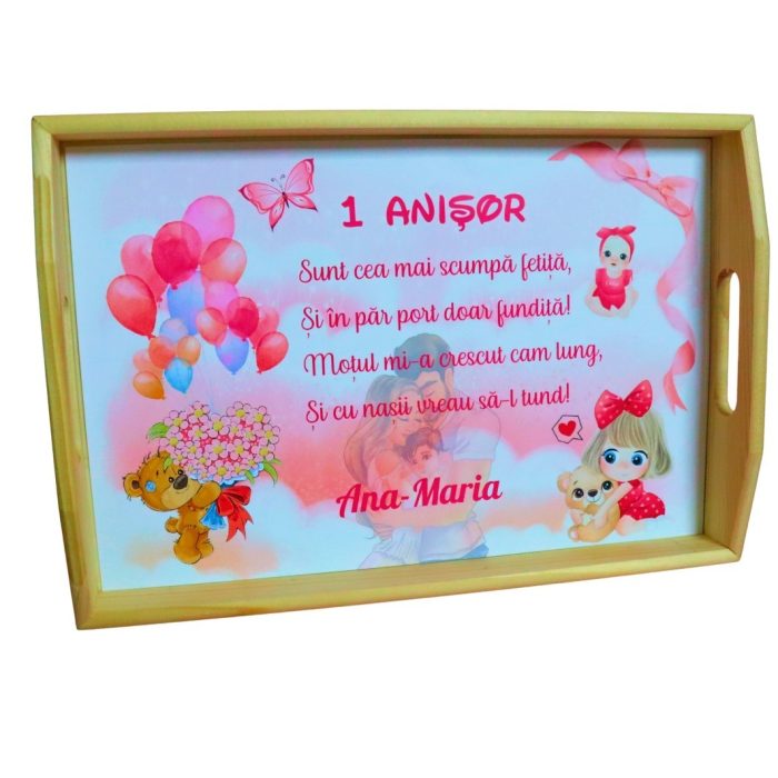Set Mot Personalizat, Baby Girl, 5 Piese, Lemn, Roz, 20x30cm, SMD118 - imagine 5