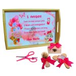 Set Mot Personalizat, Baby Girl, 5 Piese, Lemn, Roz, 20x30cm, SMD118