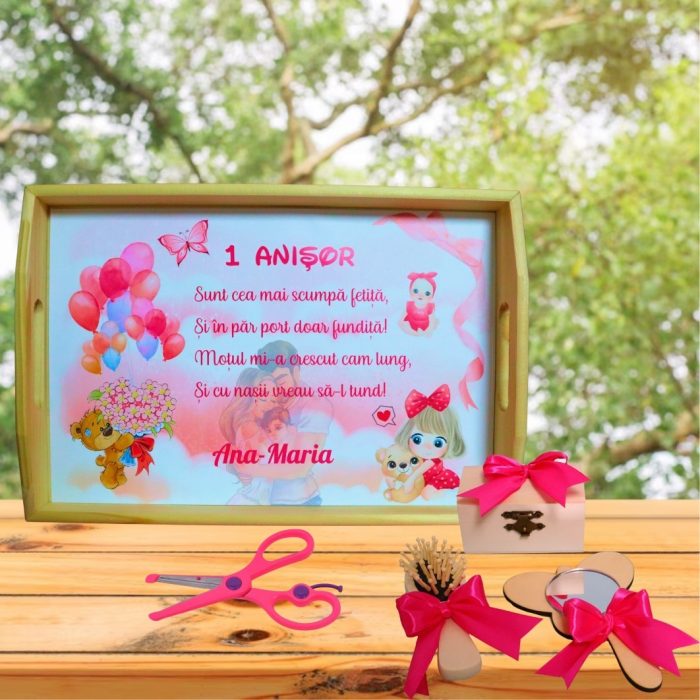 Set Mot Personalizat, Baby Girl, 5 Piese, Lemn, Roz, 20x30cm, SMD118 - imagine 4