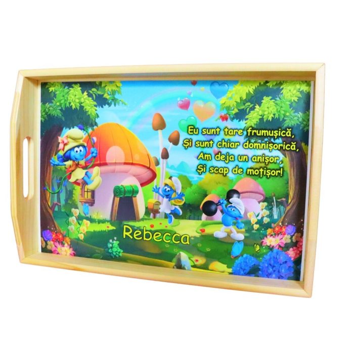 Set Mot Personalizat, Strumfita, 6 Piese, Lemn, Albastru, 20x30cm, SMD121 - imagine 3