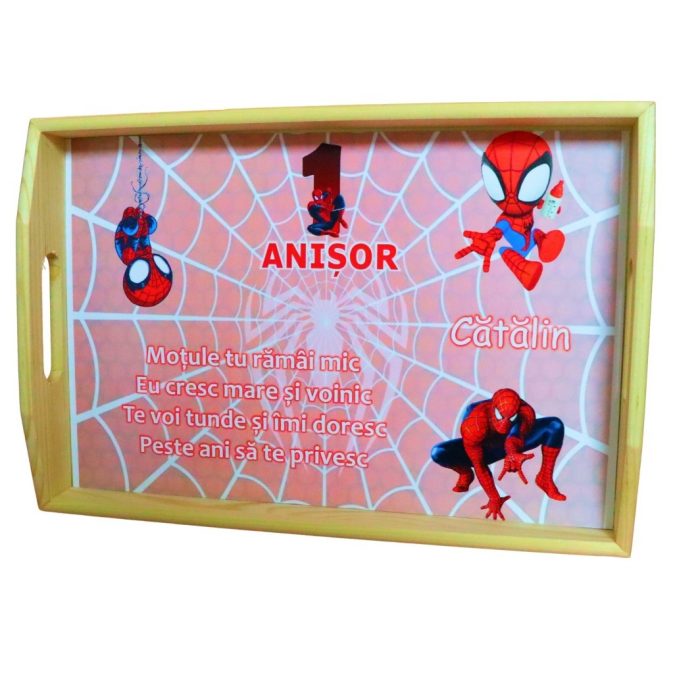 Set Mot Personalizat, Spider Man, 6 Piese, Lemn, Rosu, 20x30cm, SMD127 - imagine 3