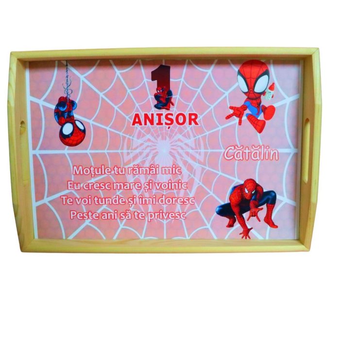 Set Mot Personalizat, Spider Man, 6 Piese, Lemn, Rosu, 20x30cm, SMD127 - imagine 5