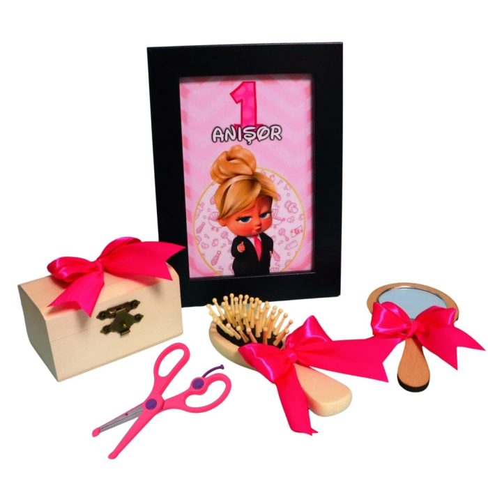 Set Mot Personalizat, Baby Boss Girl, 6 Piese, Lemn, Roz, 20x30cm, SMD131 - imagine 2