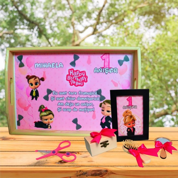 Set Mot Personalizat, Baby Boss Girl, 6 Piese, Lemn, Roz, 20x30cm, SMD131 - imagine 4