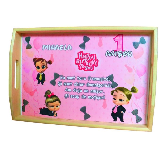 Set Mot Personalizat, Baby Boss Girl, 6 Piese, Lemn, Roz, 20x30cm, SMD131 - imagine 5