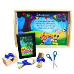 Set Mot Personalizat, Winnie cu Mickey, 6 Piese, Lemn, Albastru, 20x30cm, SMD137
