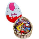 Cutie cadou de Craciun Ou Kinder Surprise, Personalizata, Pachet de dulciuri pentru copii, Lemn, Roz, 30x23 cm, CCD002 - imagine 5
