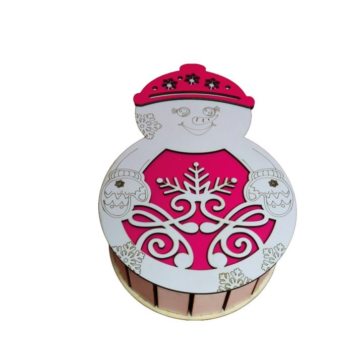 Cutie cadou de Craciun, Om de zapada, Lemn, Roz, 27x19 cm, CCD003 - imagine 2