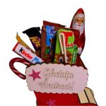 Cutie cadou de Craciun in forma de gheata, Personalizata, Pachet de dulciuri pentru copii, Lemn, Rosu, 22x21 cm, CCD006 - imagine 4