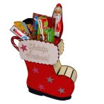 Cutie cadou de Craciun in forma de gheata, Personalizata, Pachet de dulciuri pentru copii, Lemn, Rosu, 22x21 cm, CCD006