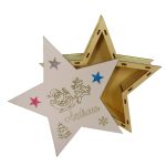 Cutie cadou de Craciun Personalizata, Stea, Lemn, 29x29 cm, CCDB011