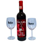 Set cadou aniversar, Cutie de vin cu sticla si 2 pahare, 35x25cm, Vin Budureasca Clasic, CSVA002 - imagine 3