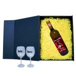 Set cadou aniversar, Cutie de vin cu sticla si 2 pahare, 35x25cm, Vin Domeniile Panciu Feteasca Regala, CSVA003 - imagine 2