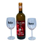Set cadou aniversar, Cutie de vin cu sticla si 2 pahare, 35x25cm, Vin Domeniile Panciu Feteasca Regala, CSVA003 - imagine 3