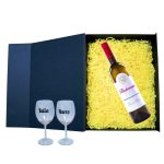 Set cadou aniversar, Cutie de vin cu sticla si 2 pahare, 35x25cm, Vin Alb Budureasca Clasic, CSVA005 - imagine 2