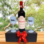 Set cadou aniversar, Cutie de vin cu sticla si 2 pahare, 35x25cm, Vin Roșu Budureasca Clasic, CSVA006 - imagine 5
