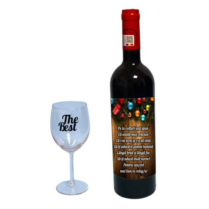Set cadou de Sarbatori pentru coleg/a, Cutie de vin cu sticla si un pahar, 35x25cm, Vin Budureasca Clasic, CSVC002 - imagine 3