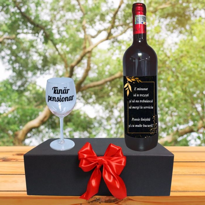 Set cadou de Sarbatori pentru coleg/a, Cutie de vin cu sticla si un pahar, 35x25cm, Vin Domeniile Panciu Feteasca Neagra, CSVC013 - imagine 4