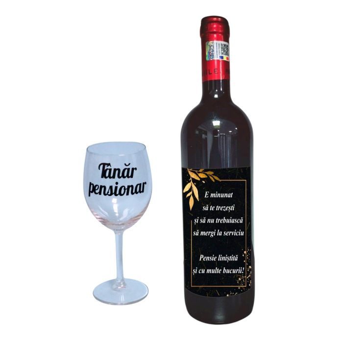 Set cadou de Sarbatori pentru coleg/a, Cutie de vin cu sticla si un pahar, 35x25cm, Vin Domeniile Panciu Feteasca Neagra, CSVC013 - imagine 3