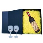 Set cadou Cerere nasi, Cutie de vin cu sticla si 2 pahare, 35x25cm, Vin Domeniile Panciu Feteasca Neagra, CSVCN001 - imagine 2