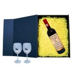 Set cadou Cerere nasi, Cutie de vin cu sticla si 2 pahare, 35x25cm, Vin Budureasca Clasic, CSVCN002 - imagine 2