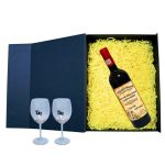 Set cadou Cerere nasi, Cutie de vin cu sticla si 2 pahare, 35x25cm, Vin Budureasca Clasic, CSVCN005 - imagine 2