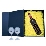 Set cadou Cerere nasi, Cutie de vin cu sticla si 2 pahare, 35x25cm, Vin Domeniile Panciu Feteasca Neagra, CSVCN007 - imagine 2