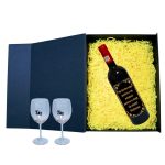 Set cadou Cerere nasi, Cutie de vin cu sticla si 2 pahare, 35x25cm, Vin Budureasca Clasic, CSVCN008 - imagine 2