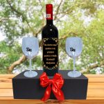 Set cadou Cerere nasi, Cutie de vin cu sticla si 2 pahare, 35x25cm, Vin Budureasca Clasic, CSVCN008 - imagine 4