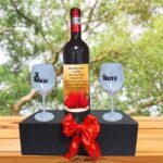 Set cadou Iubit/Sot, Cutie de vin cu sticla si 2 pahare, 35x25cm, Vin Domeniile Panciu Feteasca Neagra, CSVIS001 - imagine 4